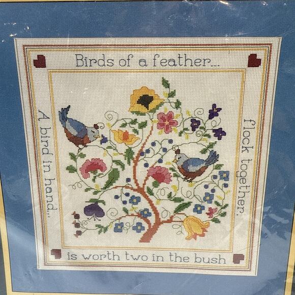 Vtg Sunset 2993 Bird In The Hand Counted Cross Stitch Kit 12”x12” Open Complete+ - Picture 2 of 12